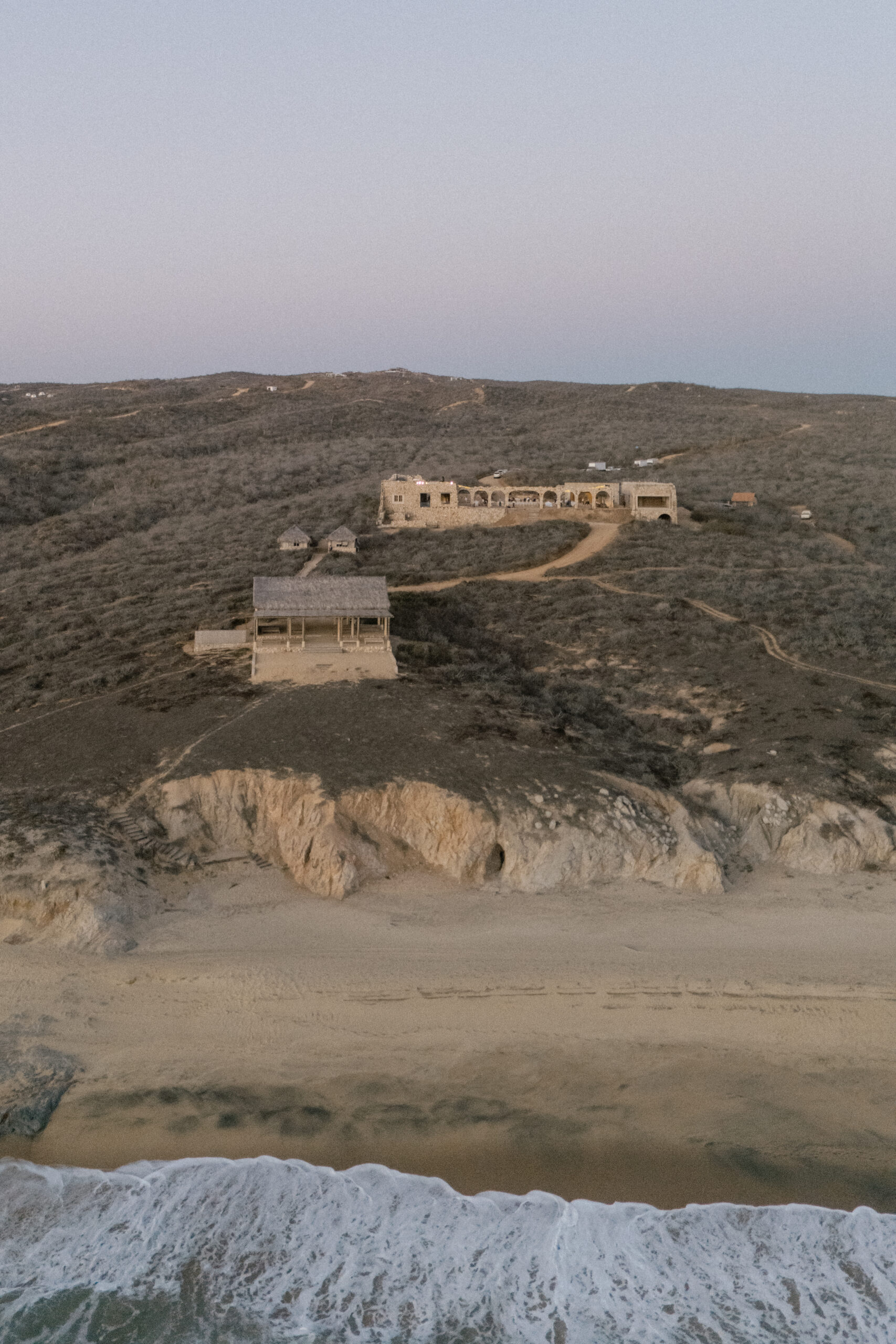 Aerial view of Rancho Shibumi wedding venue along the Cabo coastline